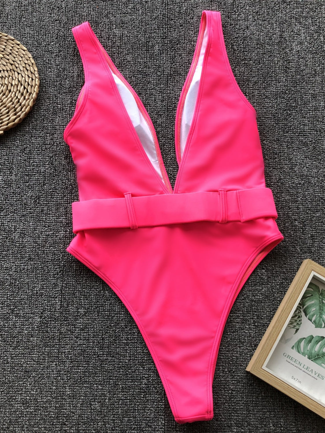 Plunge Wide Strap Sleeveless One-Piece Swimwear-Teresa&#39;s Fashionista LLC