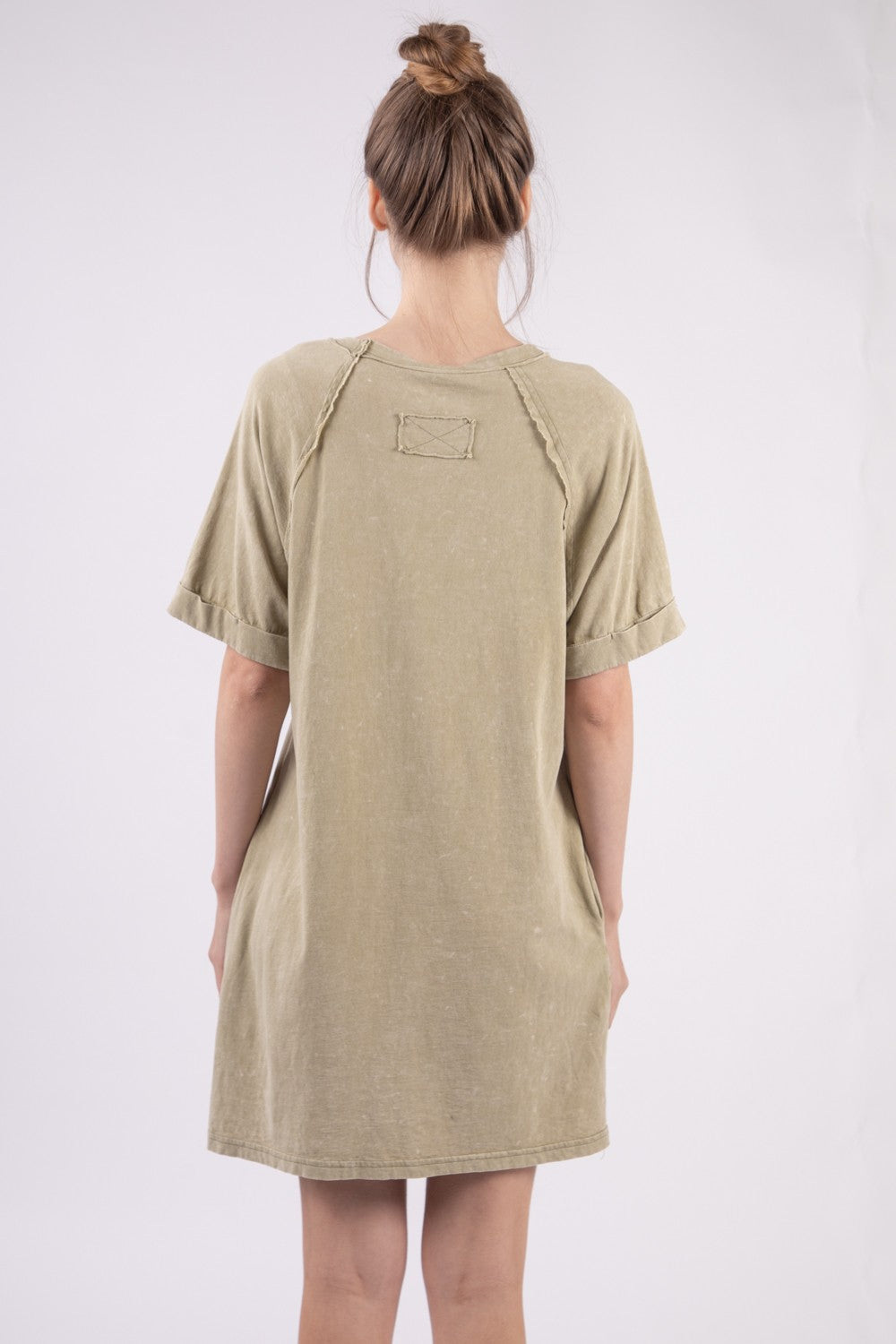 VERY J Washed Round Neck Mini Tee Dress-Teresa&#39;s Fashionista LLC