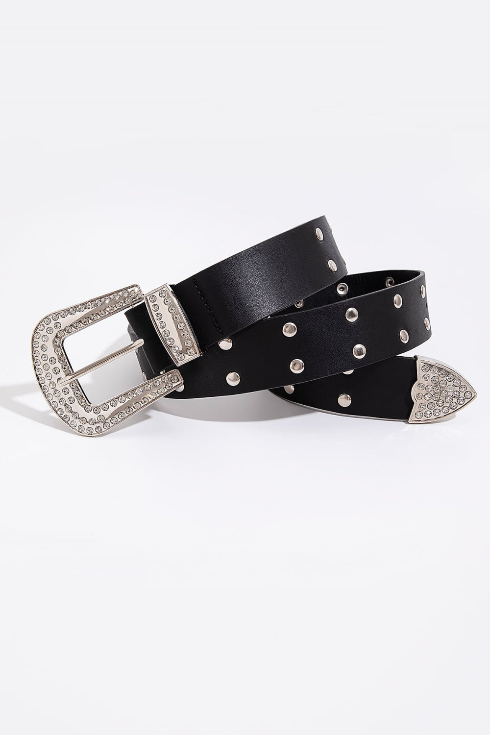 Double Row Studded PU Leather Belt-Teresa&#39;s Fashionista LLC