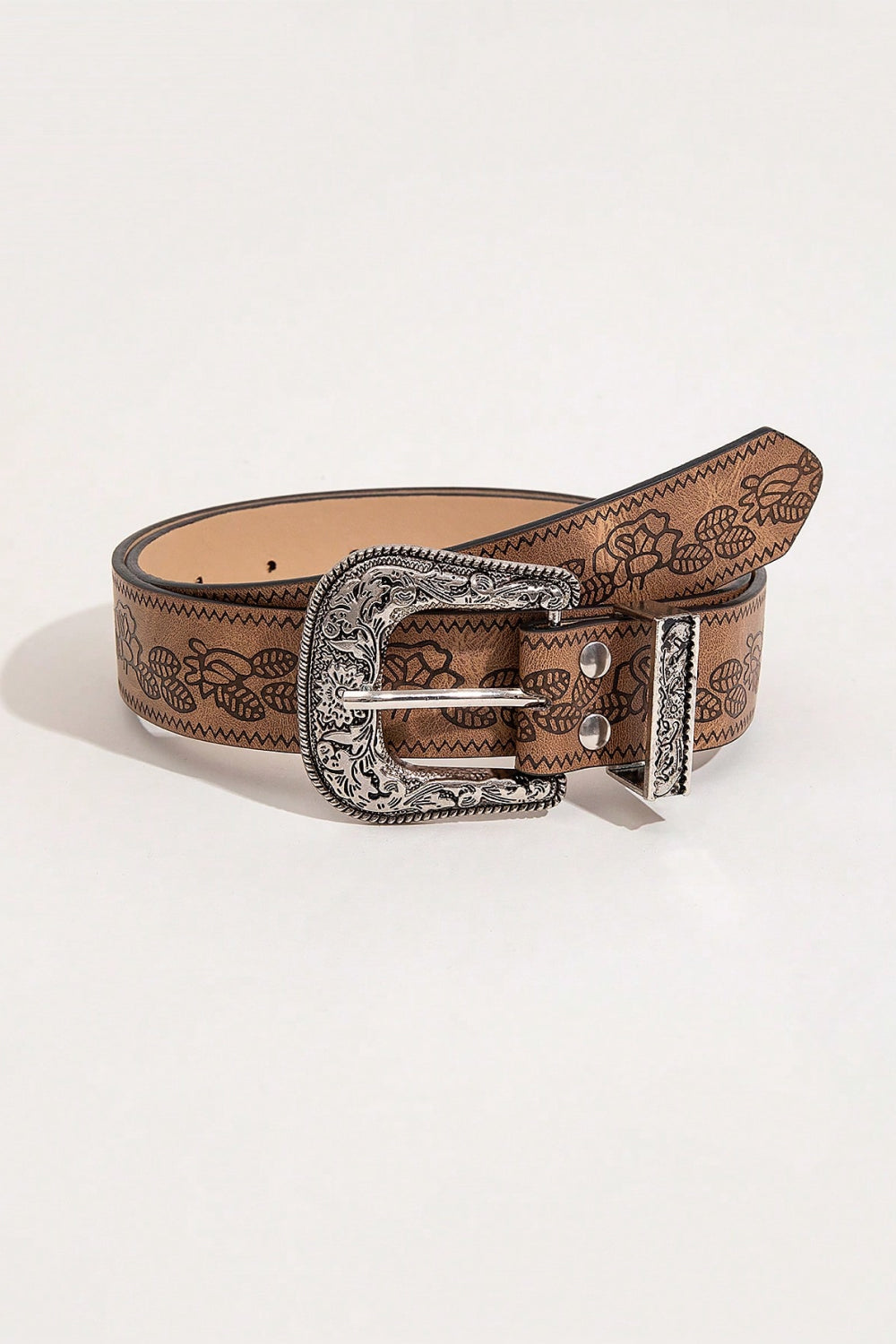 Floral PU Leather Belt-Teresa&#39;s Fashionista LLC