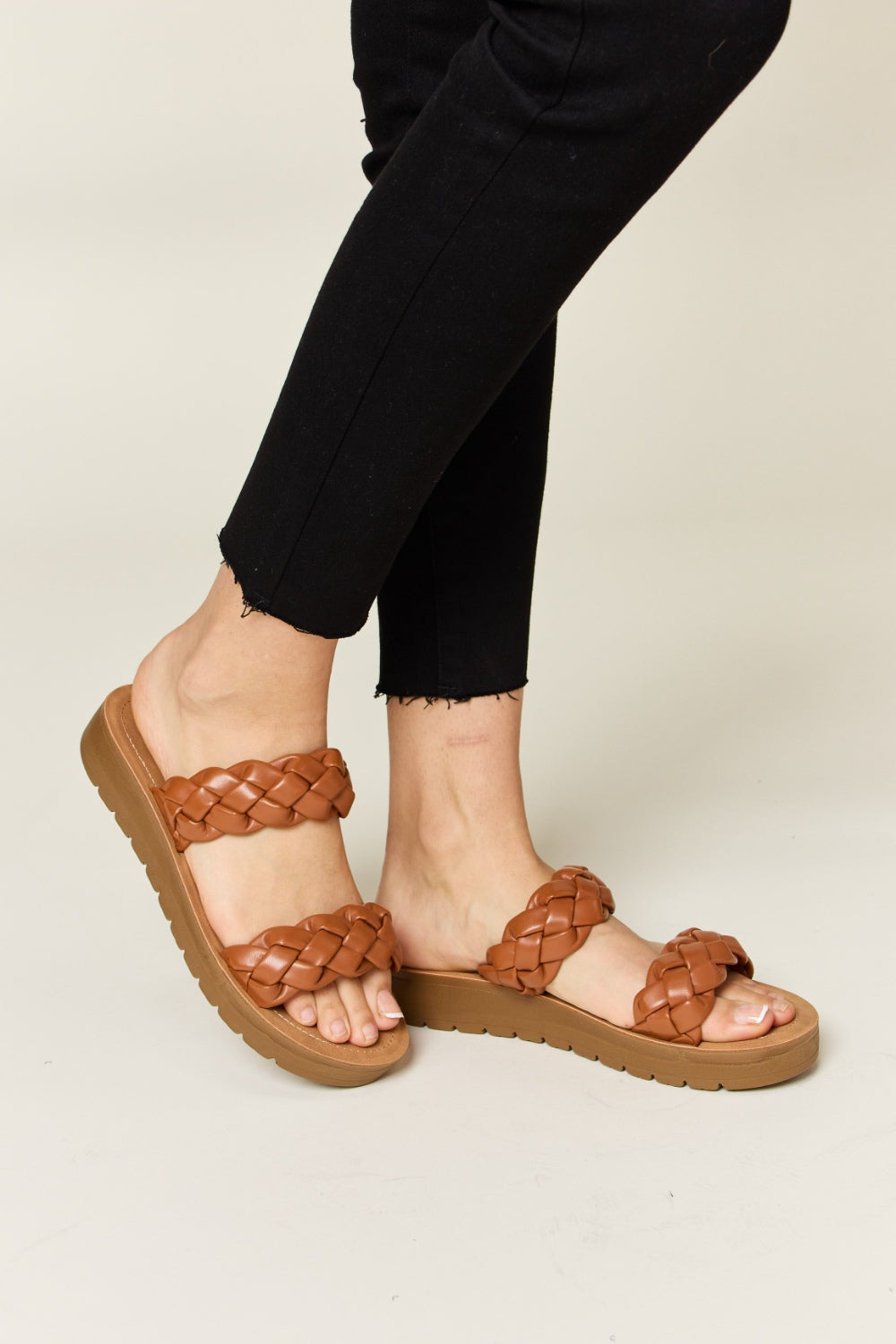 WILD DIVA Woven Dual Band Platform Sandals-Teresa&#39;s Fashionista LLC