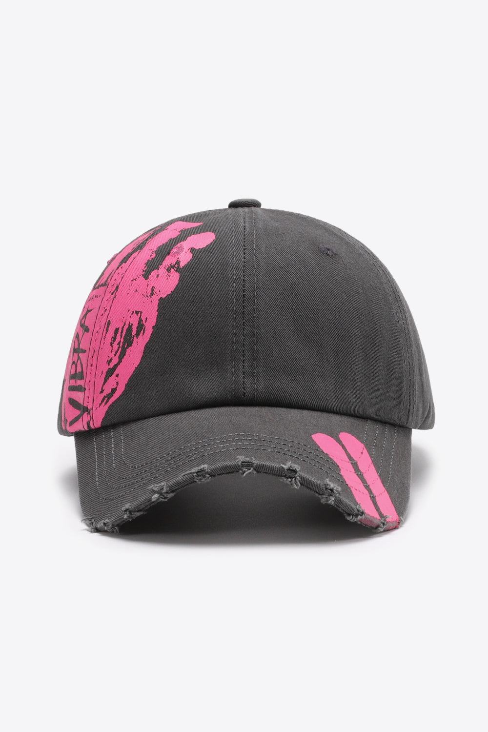 VIBRA Graphic Distressed Adjustable Baseball Cap-Teresa&#39;s Fashionista LLC