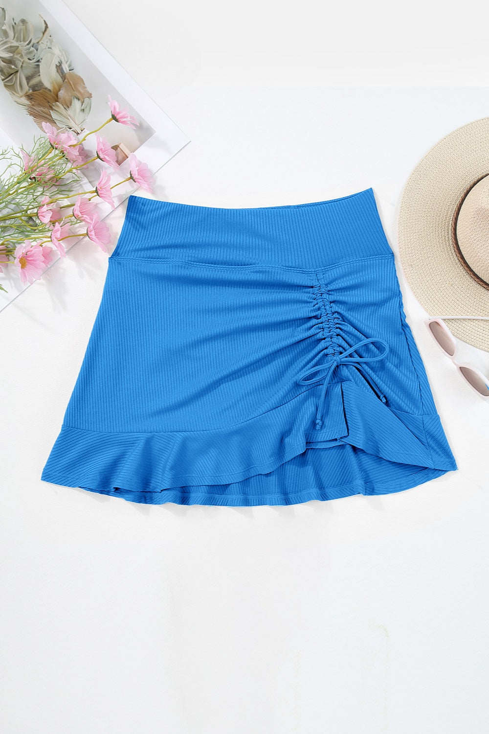 Ruched Elastic Waist Swim Skirt-Teresa&#39;s Fashionista LLC