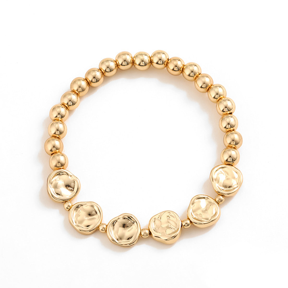 Gold-Plated Alloy Bead Bracelet-Teresa&#39;s Fashionista LLC