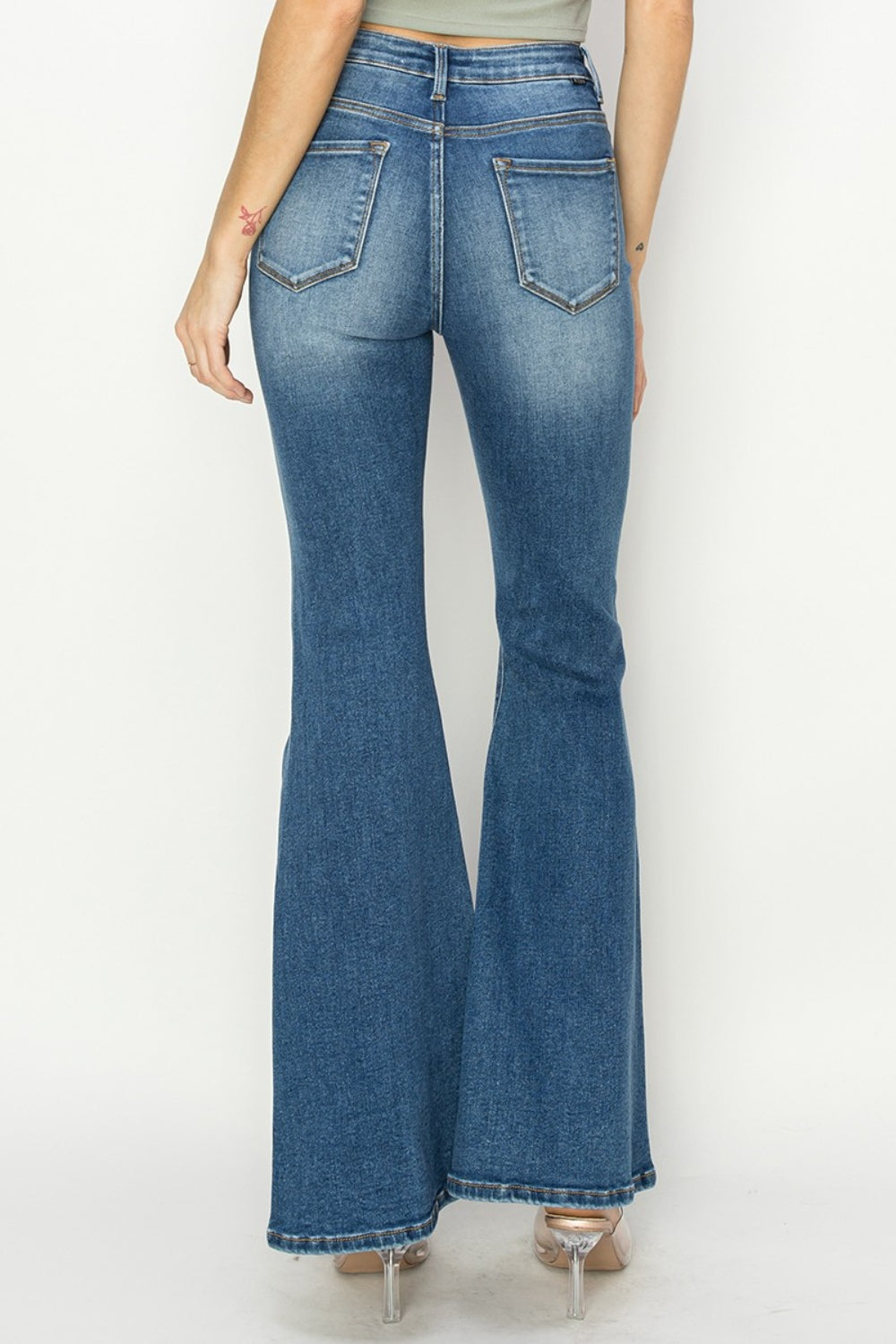 RISEN Full Size High Rise Front Seam Detailed Flare Jeans-Teresa&#39;s Fashionista LLC