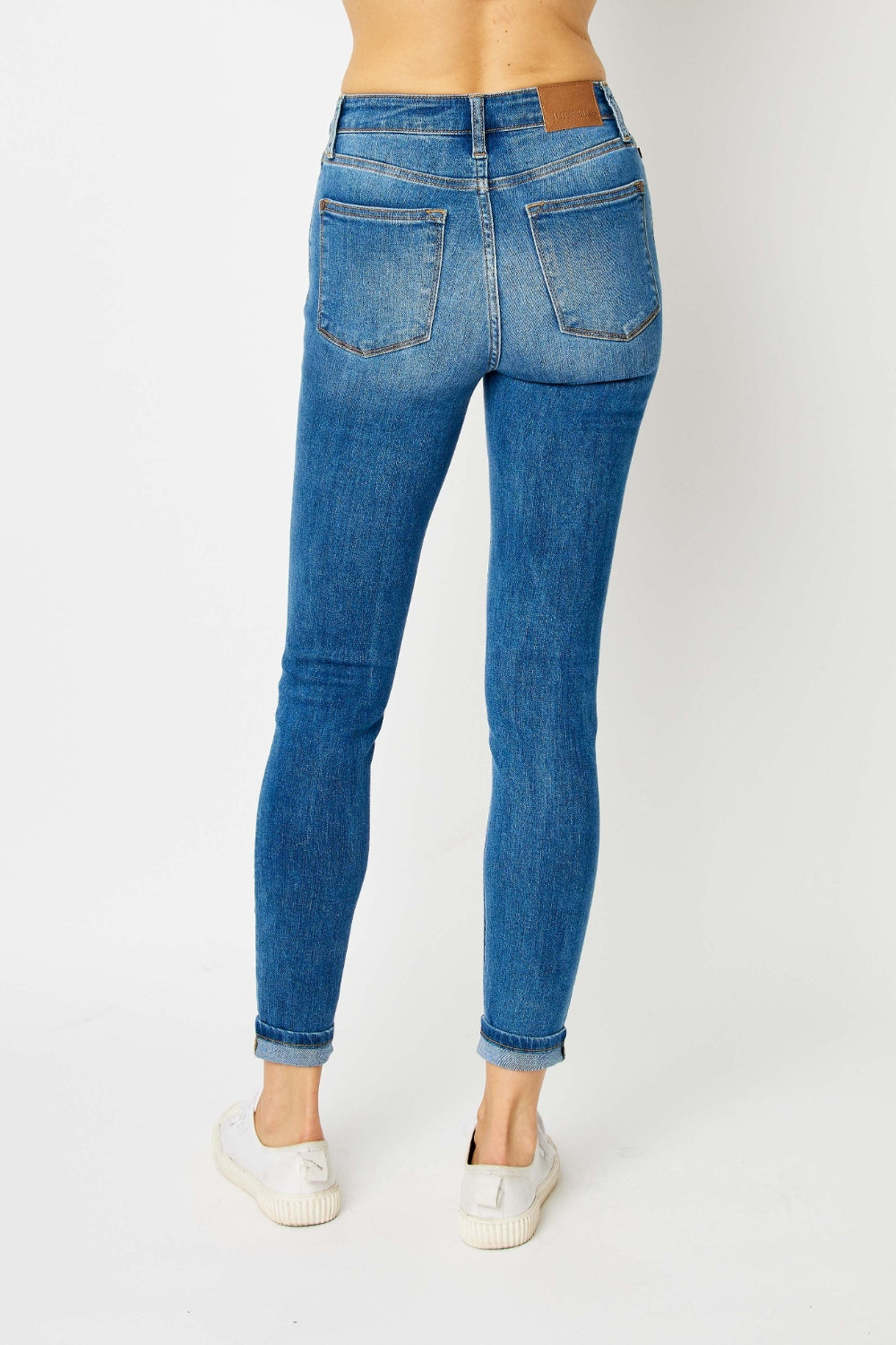 Judy Blue Full Size Cuffed Hem Skinny Jeans-Teresa&#39;s Fashionista LLC