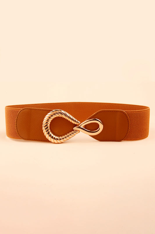 Ribbed Alloy Buckle Elastic Belt-Teresa&#39;s Fashionista LLC