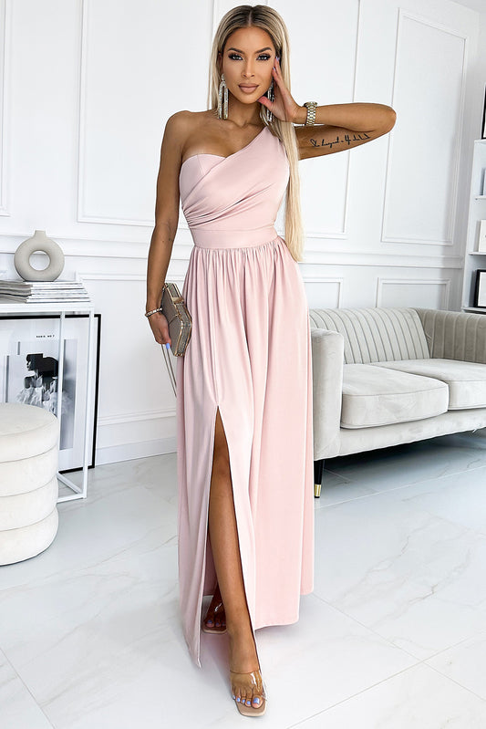 One-Shoulder Slit Maxi Dress-Teresa&#39;s Fashionista LLC