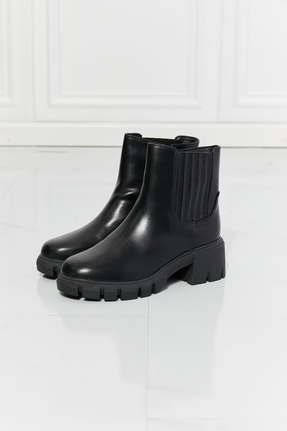 MMShoes What It Takes Lug Sole Chelsea Boots in Black-Teresa&#39;s Fashionista LLC