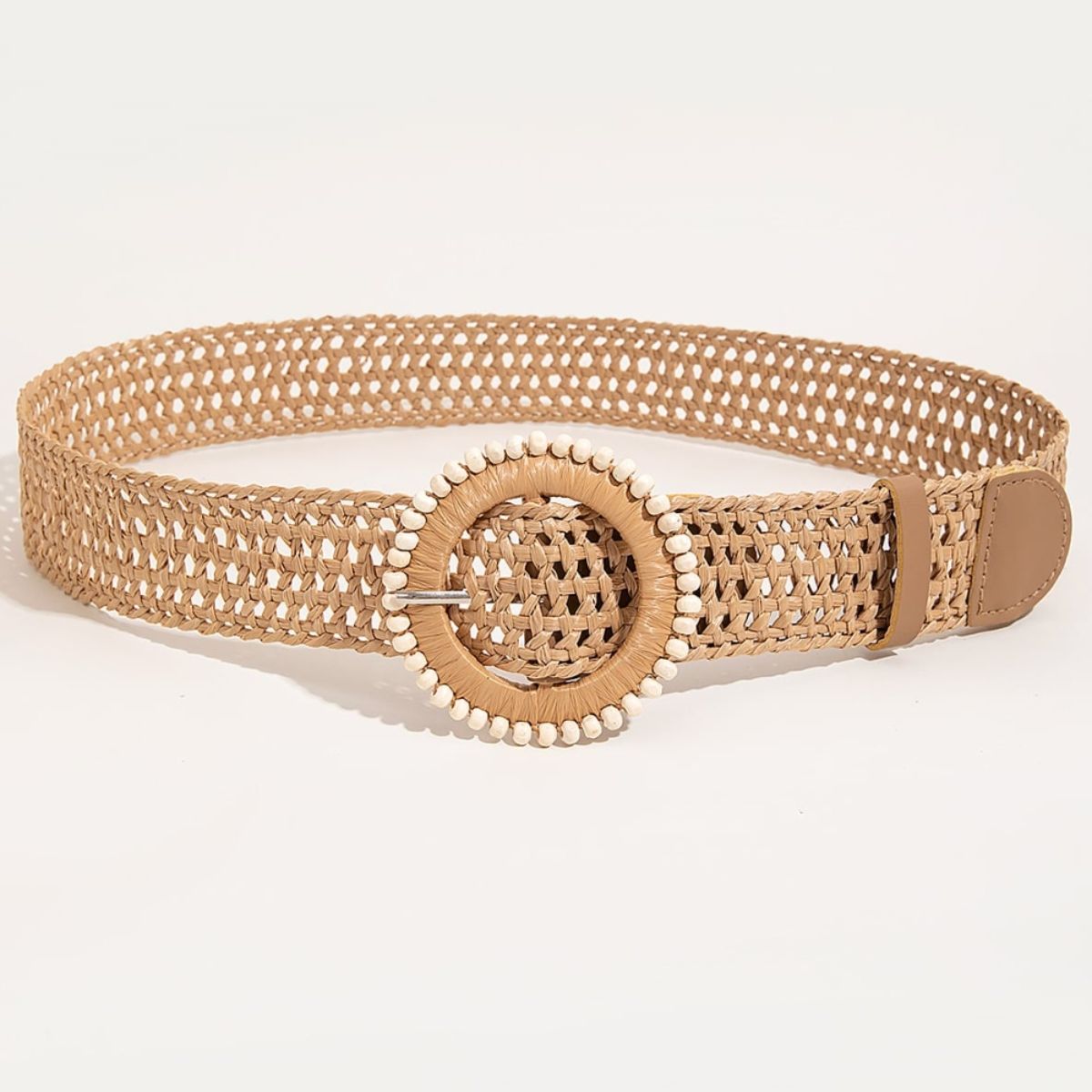 Beaded Round Buckle Braided Belt-Teresa&#39;s Fashionista LLC