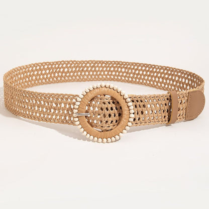 Beaded Round Buckle Braided Belt-Teresa&#39;s Fashionista LLC