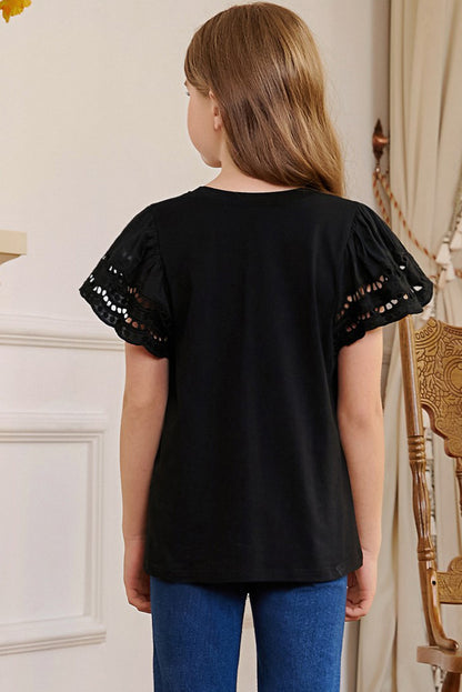 Round Neck Flutter Sleeve T-Shirt-Teresa&#39;s Fashionista LLC