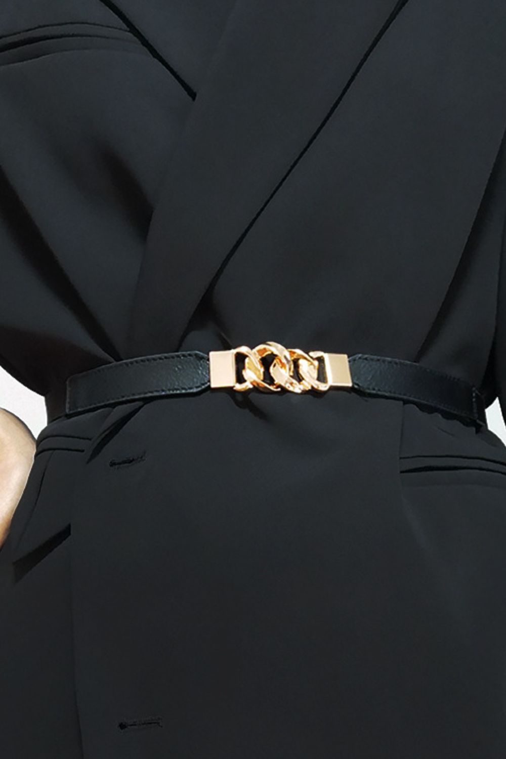 Zinc Alloy Buckle Elastic PU Belt-Teresa&#39;s Fashionista LLC