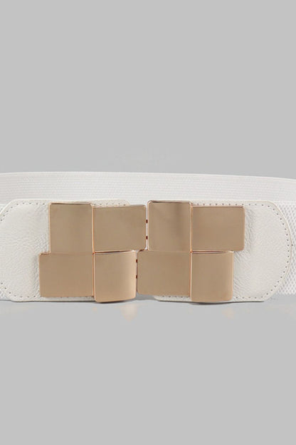 Geometric Buckle Elastic Wide Belt-Teresa&#39;s Fashionista LLC