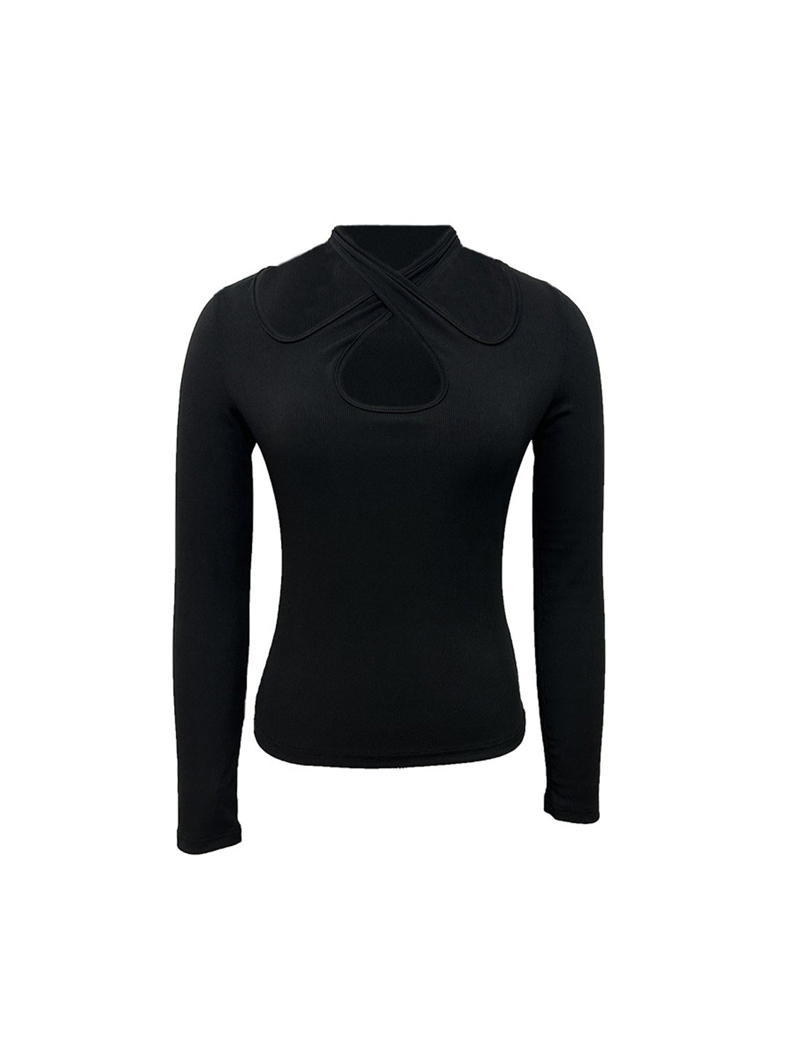 Crisscross Halter Neck Long Sleeve T-Shirt-Teresa&#39;s Fashionista LLC