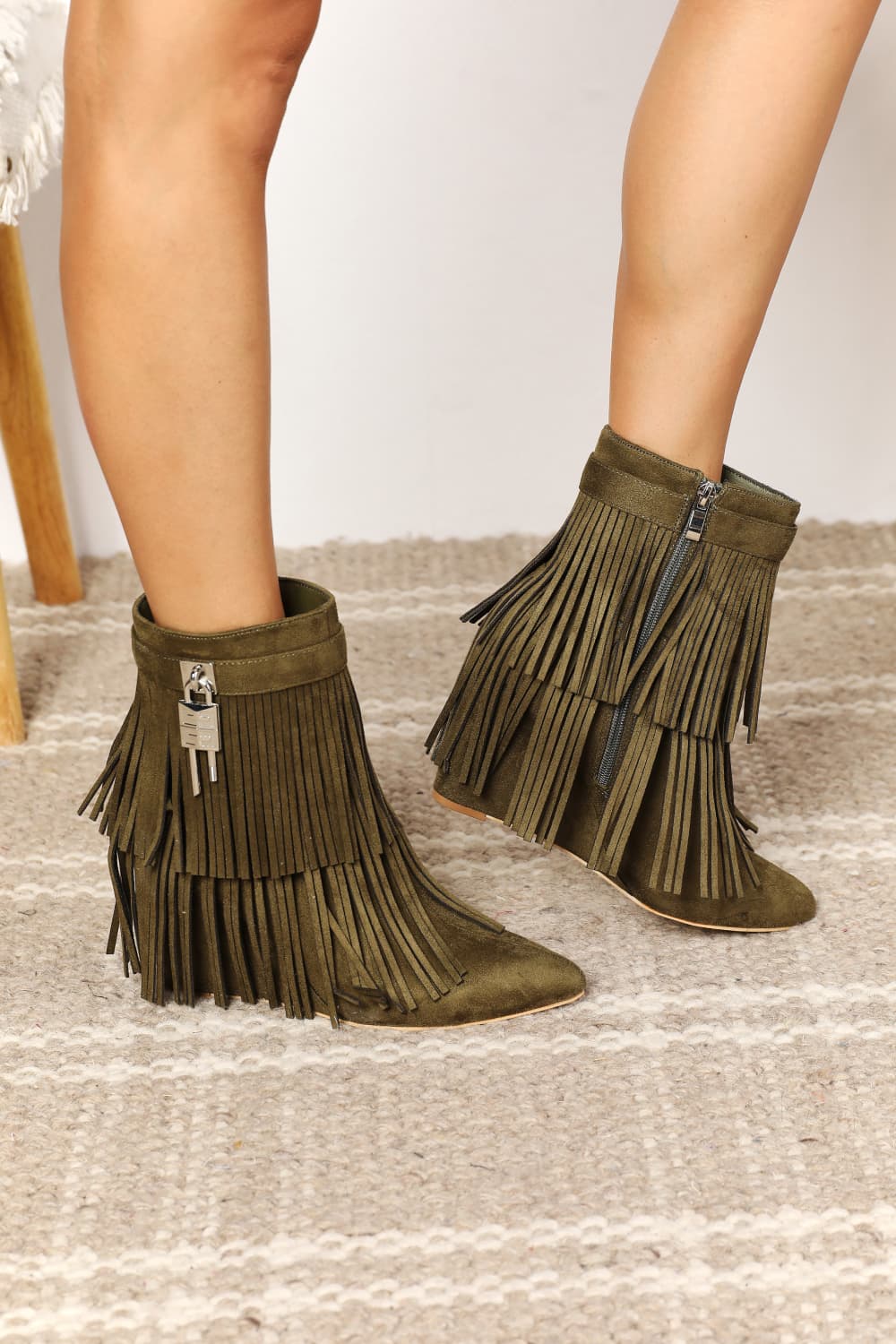 Legend Women's Tassel Wedge Heel Ankle Booties-Teresa&#39;s Fashionista LLC