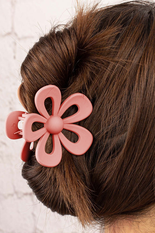 Light Pink Sweet Hollowed Flower Shape Claw Clip - Teresa's Fashionista LLC