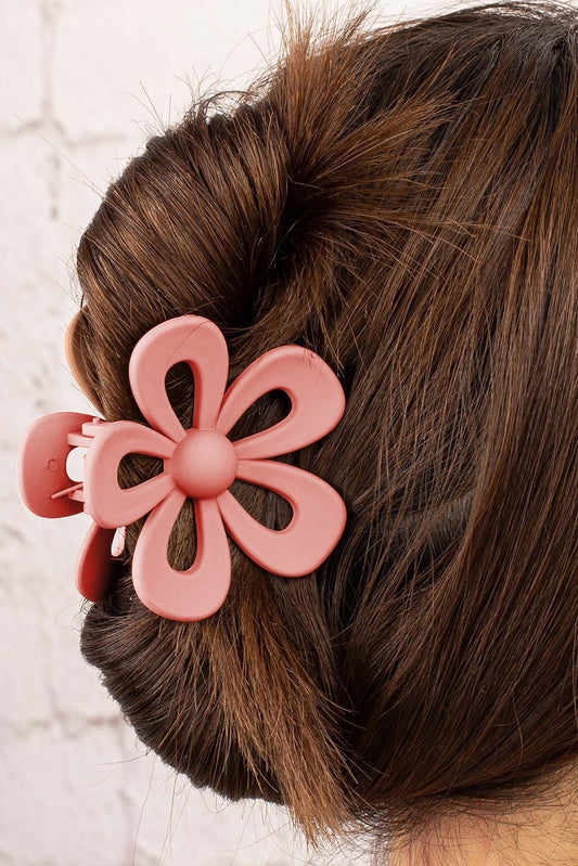 Light Pink Sweet Hollowed Flower Shape Claw Clip-Teresa&#39;s Fashionista LLC