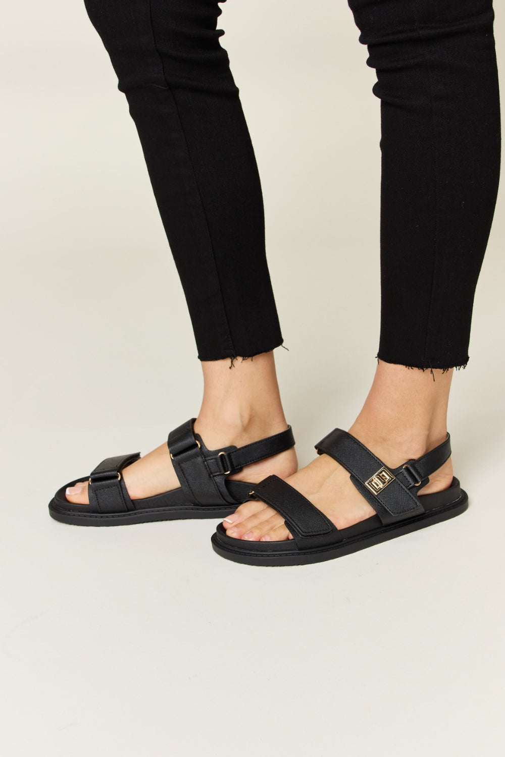 WILD DIVA Velcro Double Strap Slingback Sandals-Teresa&#39;s Fashionista LLC