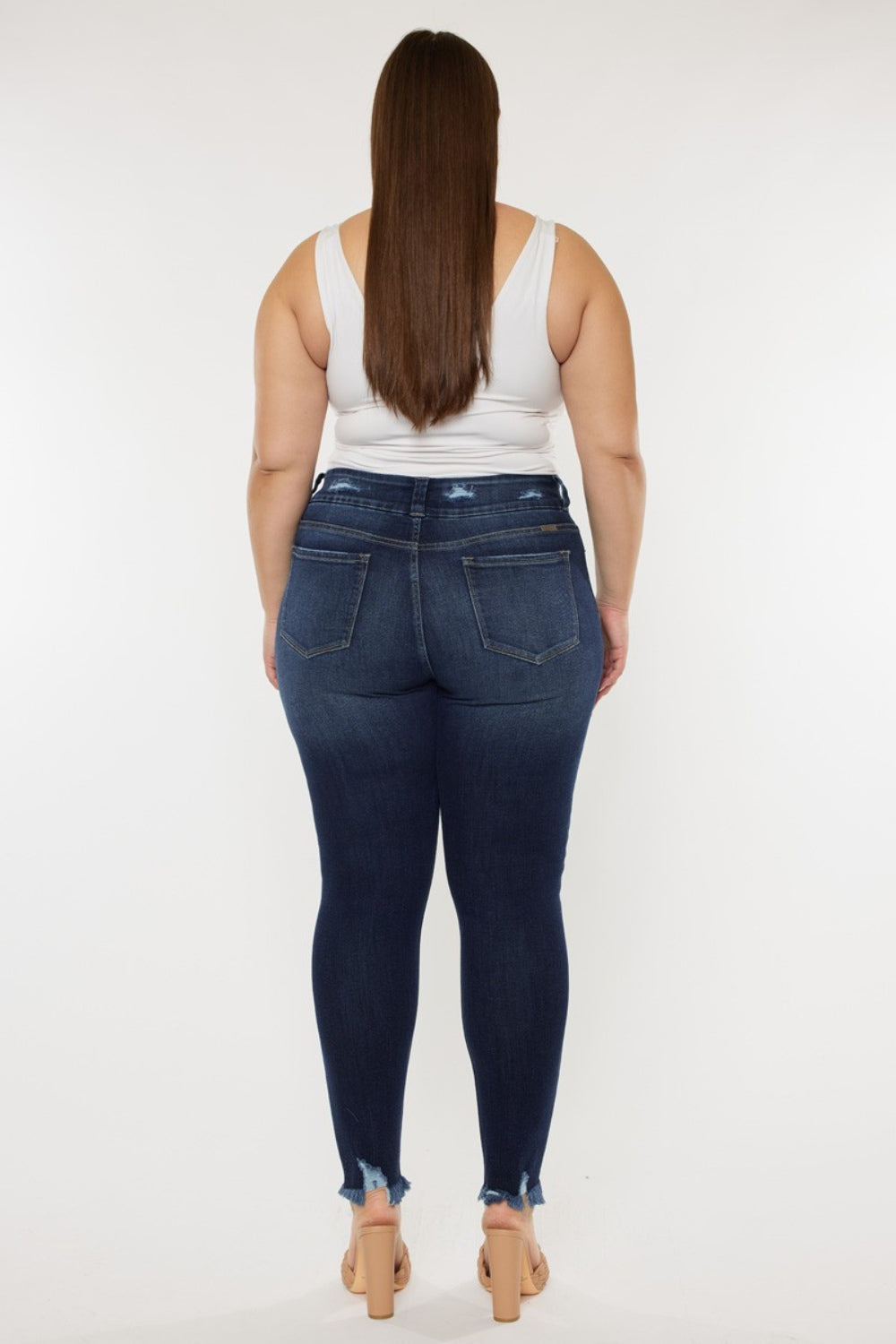 Kancan Full Size Cat's Whiskers Raw Hem High Waist Jeans-Teresa&#39;s Fashionista LLC