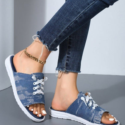 Open Toe Lace Up Sandals-Teresa&#39;s Fashionista LLC