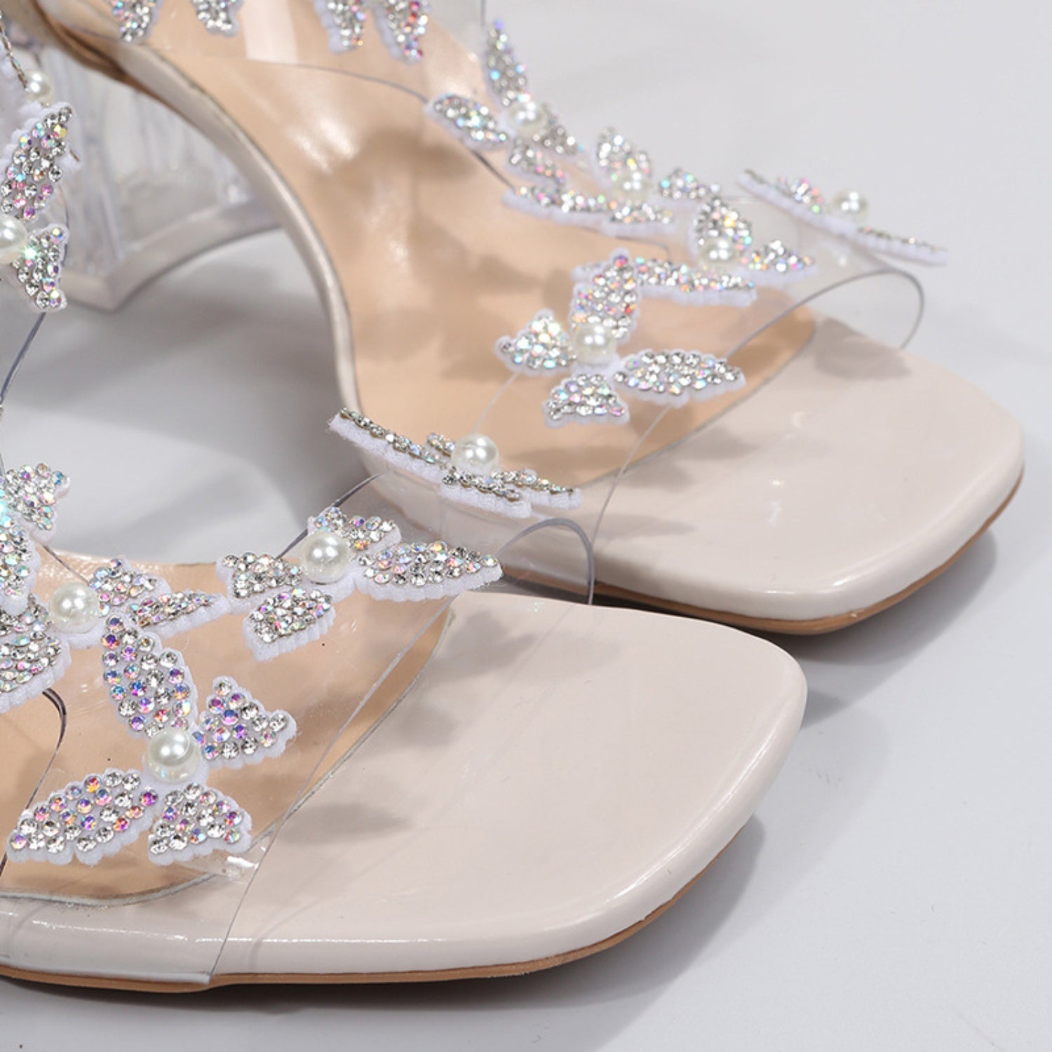 Butterfly Detail Open Toe Mid Heel Sandals-Teresa&#39;s Fashionista LLC