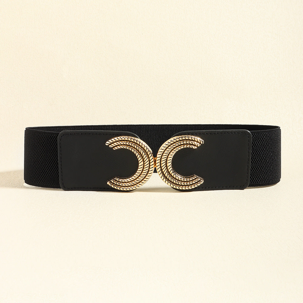 Double C Buckle Elastic Belt-Teresa&#39;s Fashionista LLC