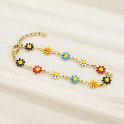 Flower & Cross Stainless Steel Bracelet-Teresa&#39;s Fashionista LLC