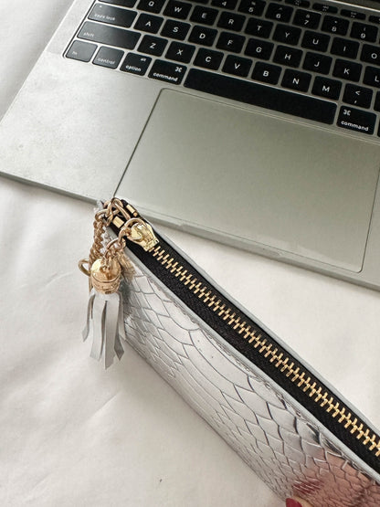 PU Leather Tassel Trim Card Case-Teresa&#39;s Fashionista LLC