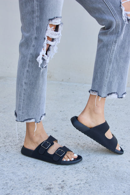 Forever Link Double Buckle Open Toe Sandals-Teresa&#39;s Fashionista LLC