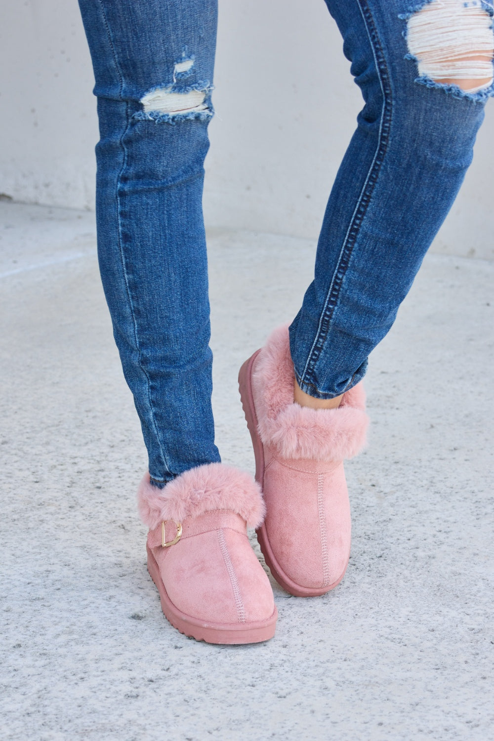 Forever Link Furry Chunky Thermal Ankle Boots-Teresa&#39;s Fashionista LLC