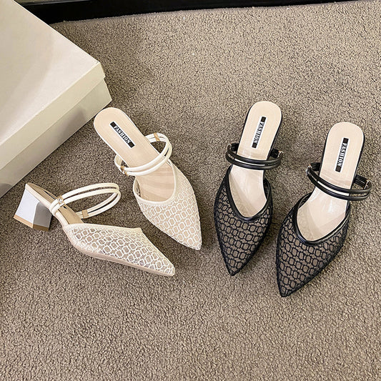 Point Toe Block Heel Sandals-Teresa&#39;s Fashionista LLC