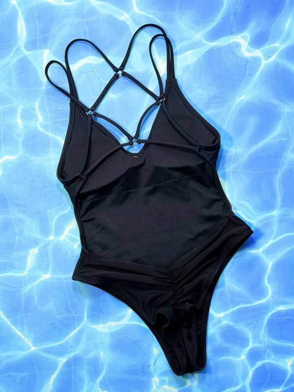 Crisscross V-Neck Sleeveless One-Piece Swimwear-Teresa&#39;s Fashionista LLC