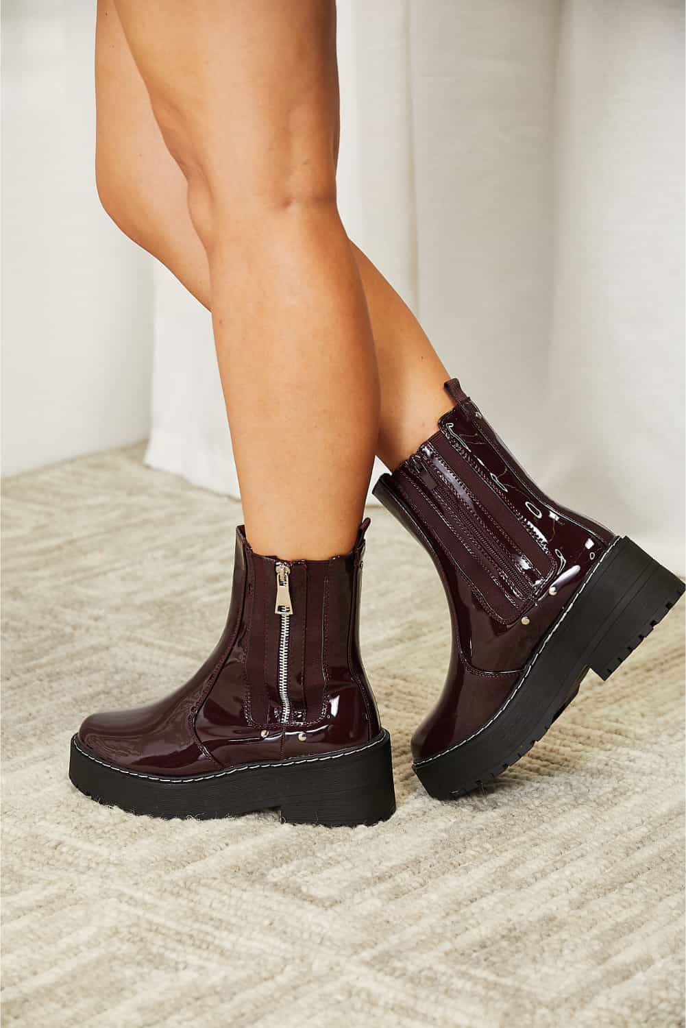 Forever Link Side Zip Platform Boots-Teresa&#39;s Fashionista LLC