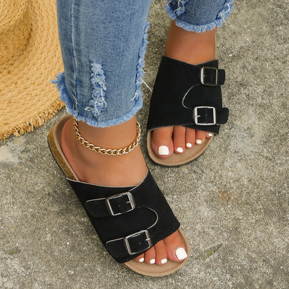 Metal Buckle Open Toe Sandals-Teresa&#39;s Fashionista LLC