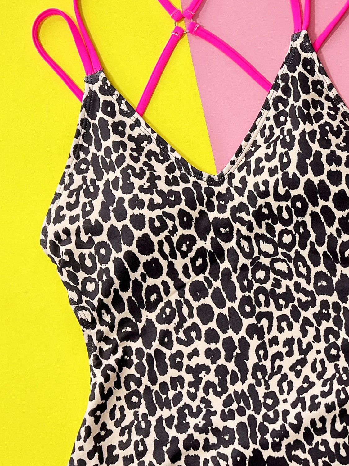 Leopard Plunge Spaghetti Strap One-Piece Swimwear-Teresa&#39;s Fashionista LLC