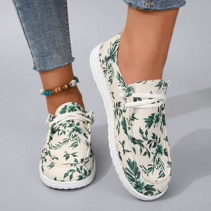 Printed Round Toe Flat Sneakers-Teresa&#39;s Fashionista LLC