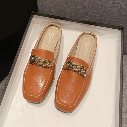 PU Leather Square Toe Flat Loafers-Teresa&#39;s Fashionista LLC