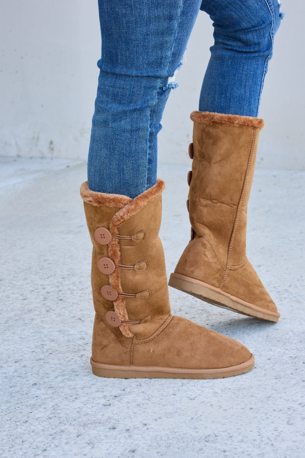 Forever Link Warm Fur Lined Flat Boots-Teresa&#39;s Fashionista LLC