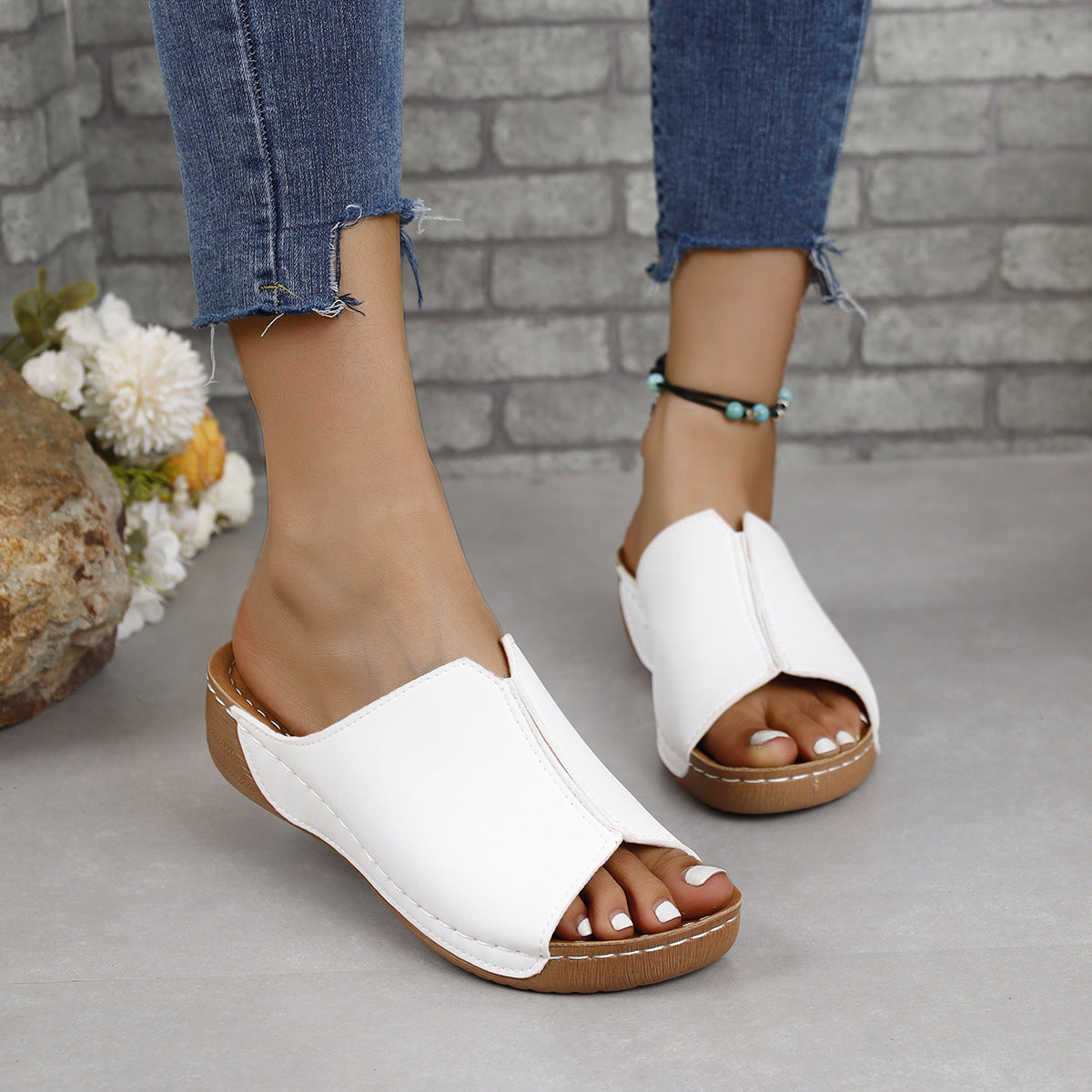 PU Leather Open Toe Sandals-Teresa&#39;s Fashionista LLC