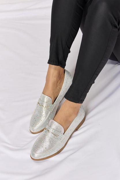 Forever Link Rhinestone Point Toe Loafers-Teresa&#39;s Fashionista LLC