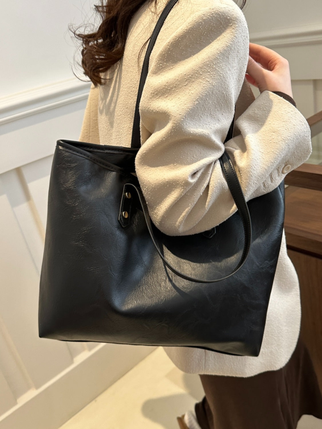 PU Leather Medium Shoulder Bag-Teresa&#39;s Fashionista LLC