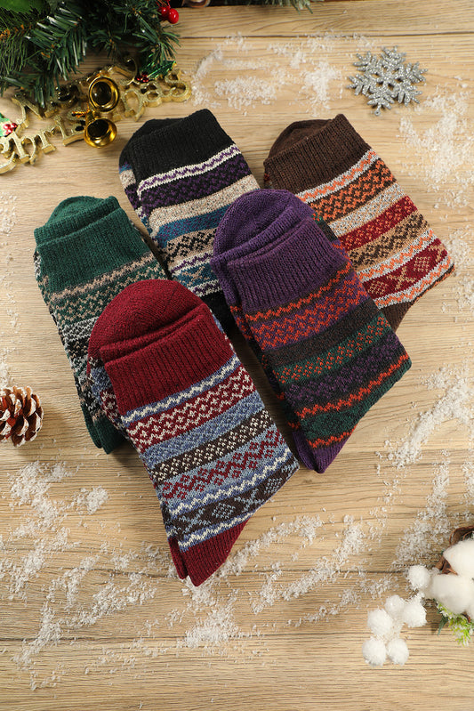 Multicolor Thermal Fuzzy Warm Winter Crew Socks-Teresa&#39;s Fashionista LLC