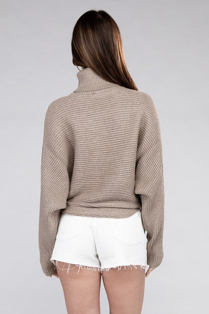 Viscose Dolman Sleeve Turtleneck Sweater-Teresa&#39;s Fashionista LLC