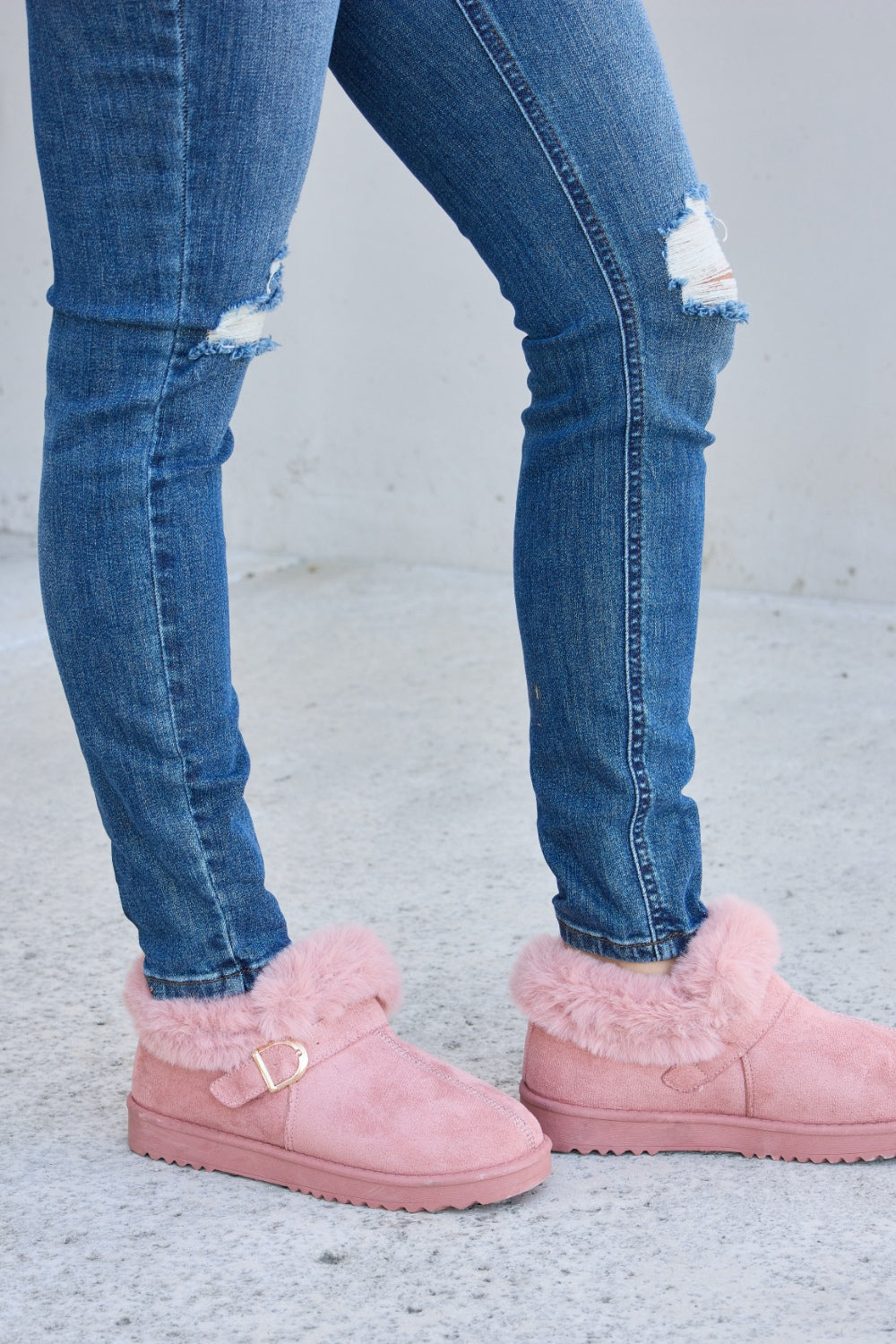 Forever Link Furry Chunky Thermal Ankle Boots-Teresa&#39;s Fashionista LLC