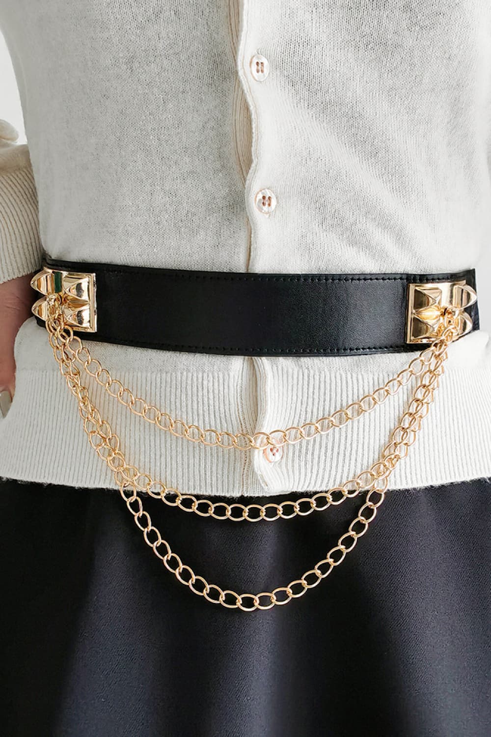 Elastic Belt with Chain-Teresa&#39;s Fashionista LLC