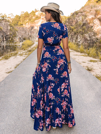 V-Neck Short Sleeve Maxi Dress-Teresa&#39;s Fashionista LLC