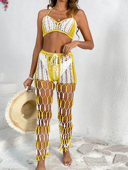 Cutout Halter Neck Top and Pants Two-Piece Swim Set-Teresa&#39;s Fashionista LLC