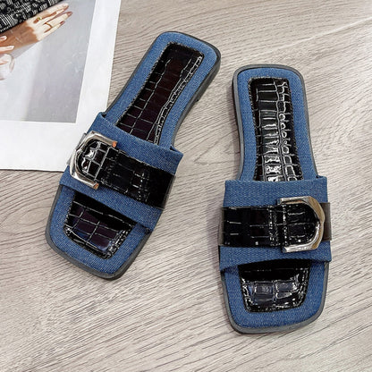 Buckle Trim Open Toe Sandals-Teresa&#39;s Fashionista LLC