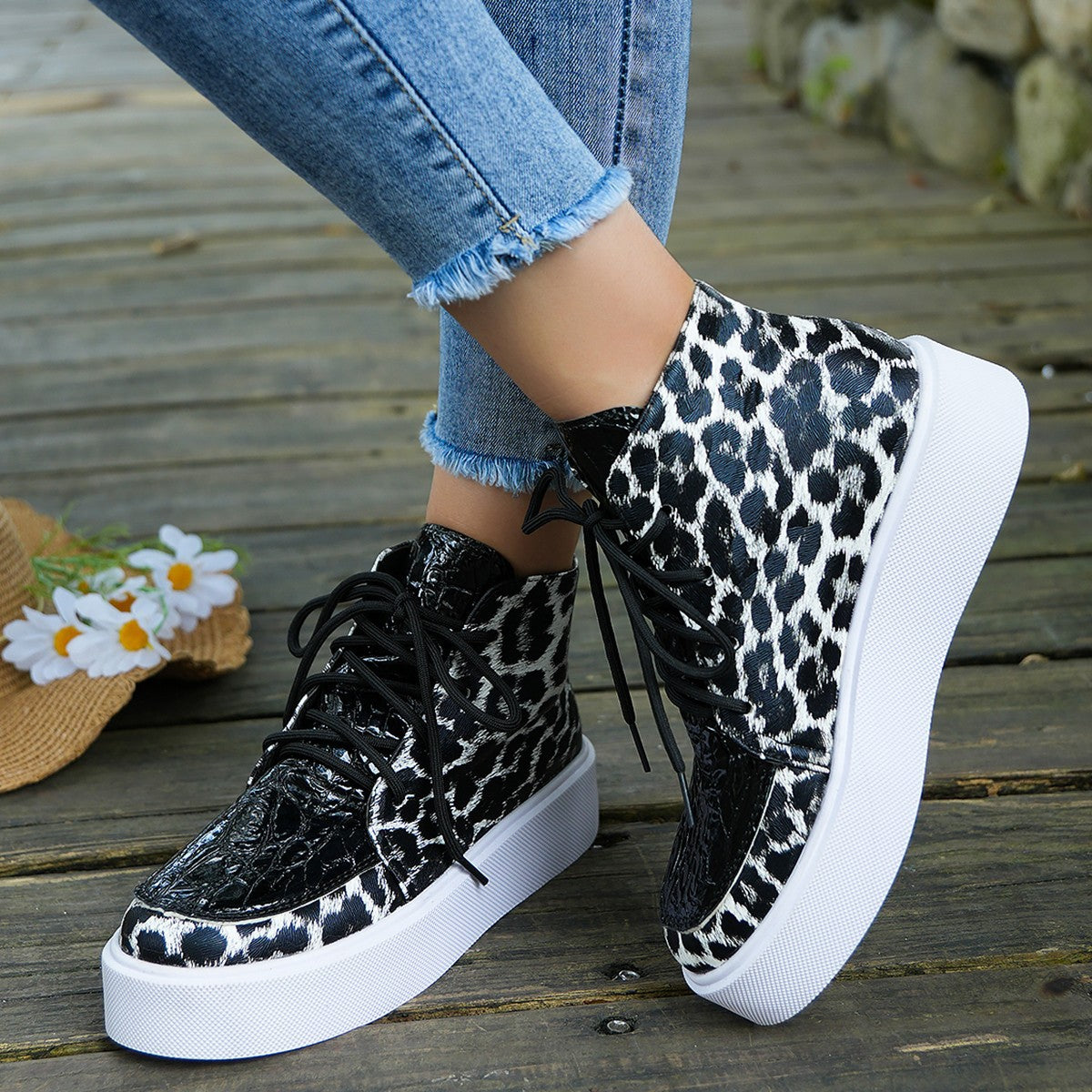 PU Leather Leopard Platform Sneakers-Teresa&#39;s Fashionista LLC